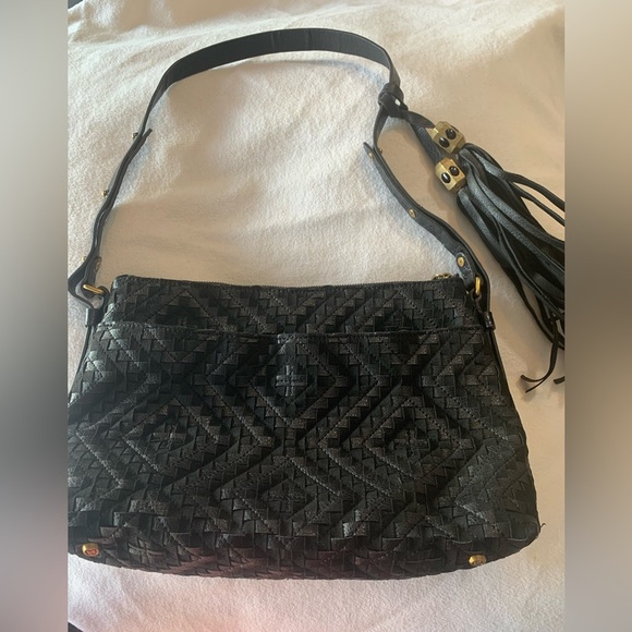 Vtg Eric Javitz NY Tote Designer Black Leather Woven Bag Adjustable Shoulder New - Picture 2 of 14